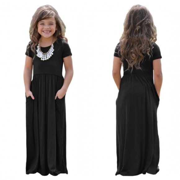 Starlights Fashion Other - Cobalt Short Sleeve Pocket Design Girls Maxi